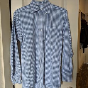 Southern Tide Blue and White Long Sleeve Button Up